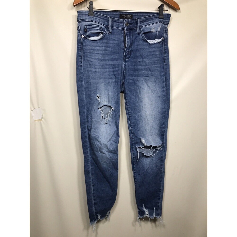 Judy Blue Boyfriend Fit Women's Size 9/29 Frayed Hem Stretch Denim Blue